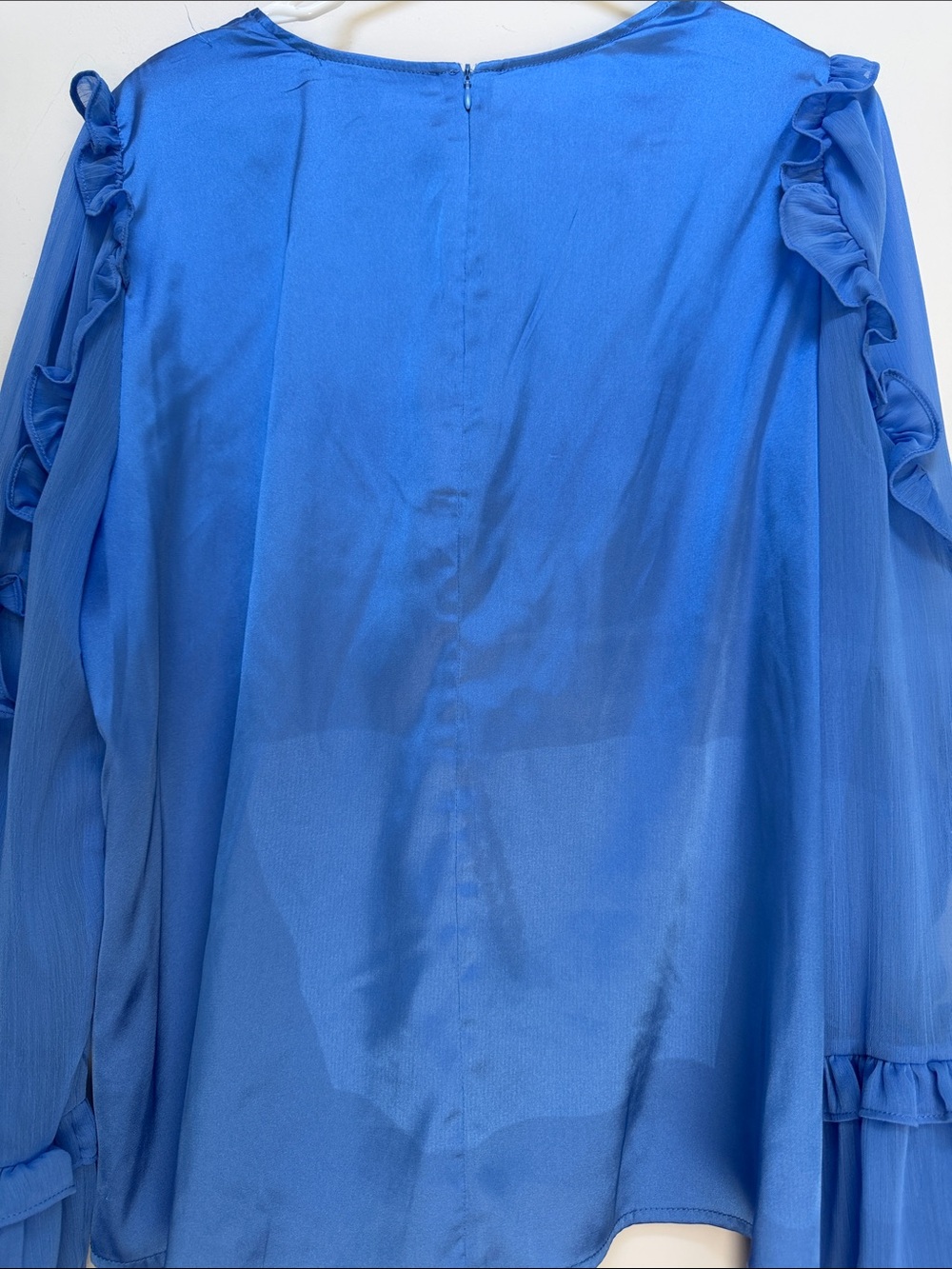 French Connection Blue Satin Blouse SZ XL - Picture 3 of 4